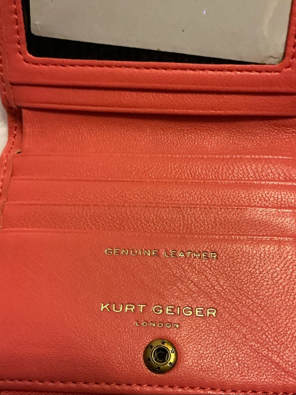 Kurt Geiger Genuine Leather Coral Quilted Zip Wallet/Card Holder
